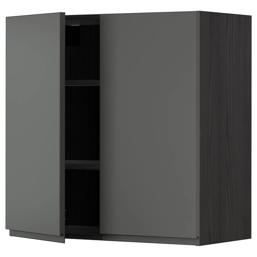 Навесной шкаф с полкой - METOD IKEA/ МЕТОД ИКЕА, 80х80 см, черный (изображение №1)
