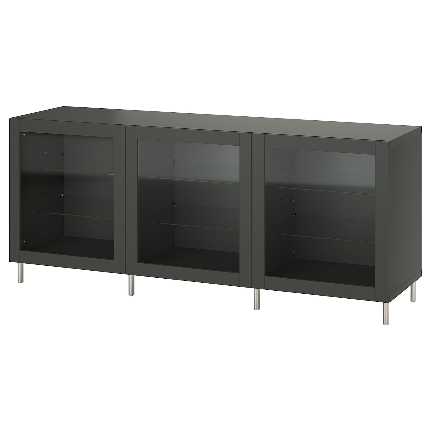 Комбинация для хранения - BESTÅ/ BESTА IKEA/ БЕСТА/БЕСТО ИКЕА, 74х180 см, темно-серый