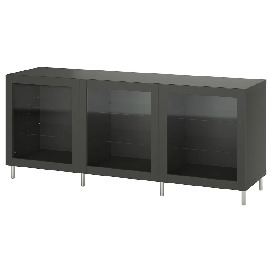Комбинация для хранения - BESTÅ/ BESTА IKEA/ БЕСТА/БЕСТО ИКЕА, 74х180 см, темно-серый (изображение №1)