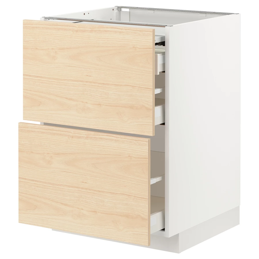 Напольный шкаф - METOD / MAXIMERA IKEA/ МЕТОД/ МАКСИМЕРА ИКЕА,  88х60 см, белый/под беленый дуб (изображение №1)