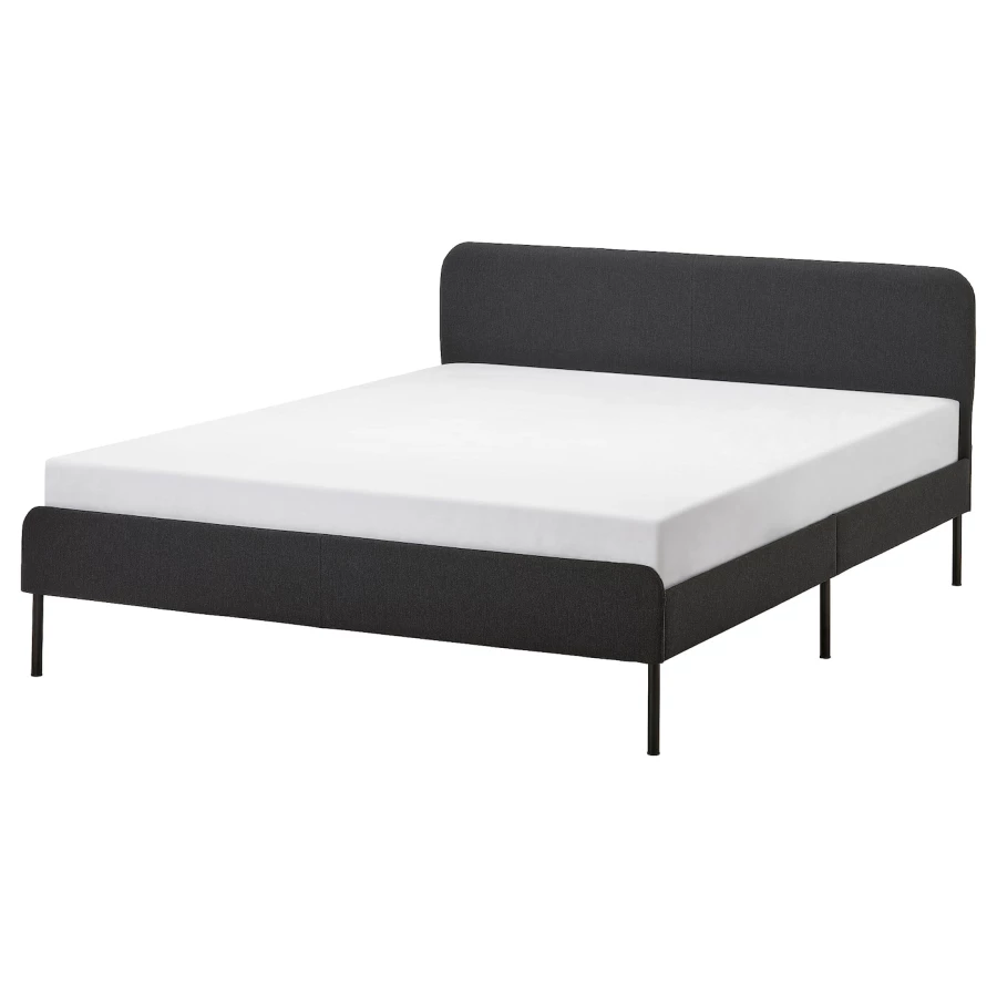 Каркас кровати - SLATTUM IKEA/  СЛАТТУМ  ИКЕА,  206х164 см, черный (изображение №1)