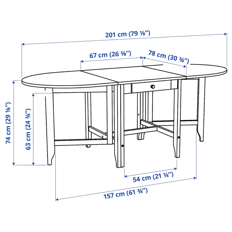 Стол с откидной столешницей - IKEA GAMLEBY/ГАМЛЕБИ ИКЕА, 134х78х74 см, коричневый (изображение №7)