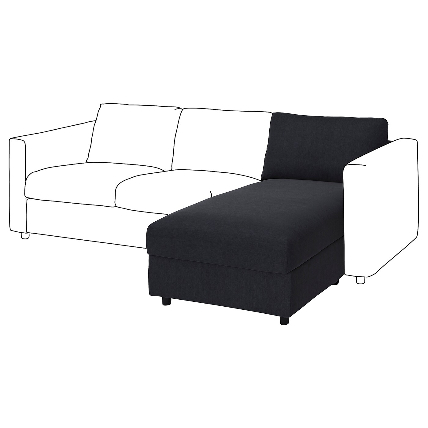 Чехол для 1-местной секции-кушетки дивана - IKEA VIMLE/ВИМЛЕ ИКЕА , черный