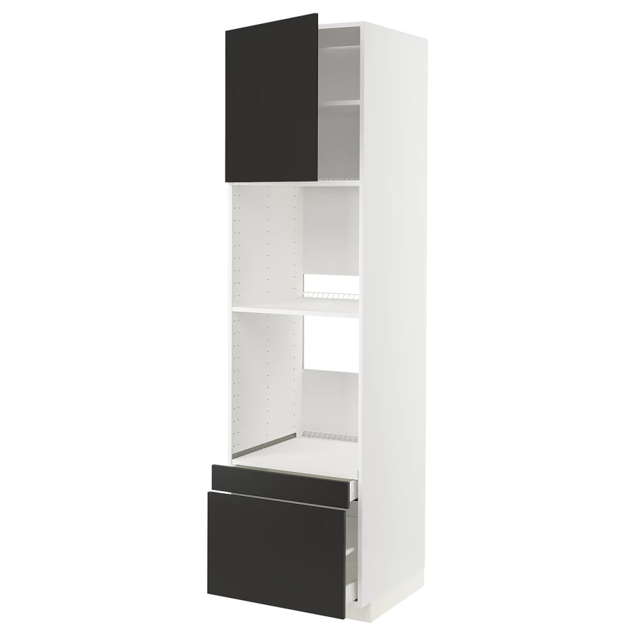 Высокий шкаф с ящиками - IKEA METOD/MAXIMERA/МЕТОД/МАКСИМЕРА ИКЕА, 220х60х60 см, белый/черный (изображение №1)
