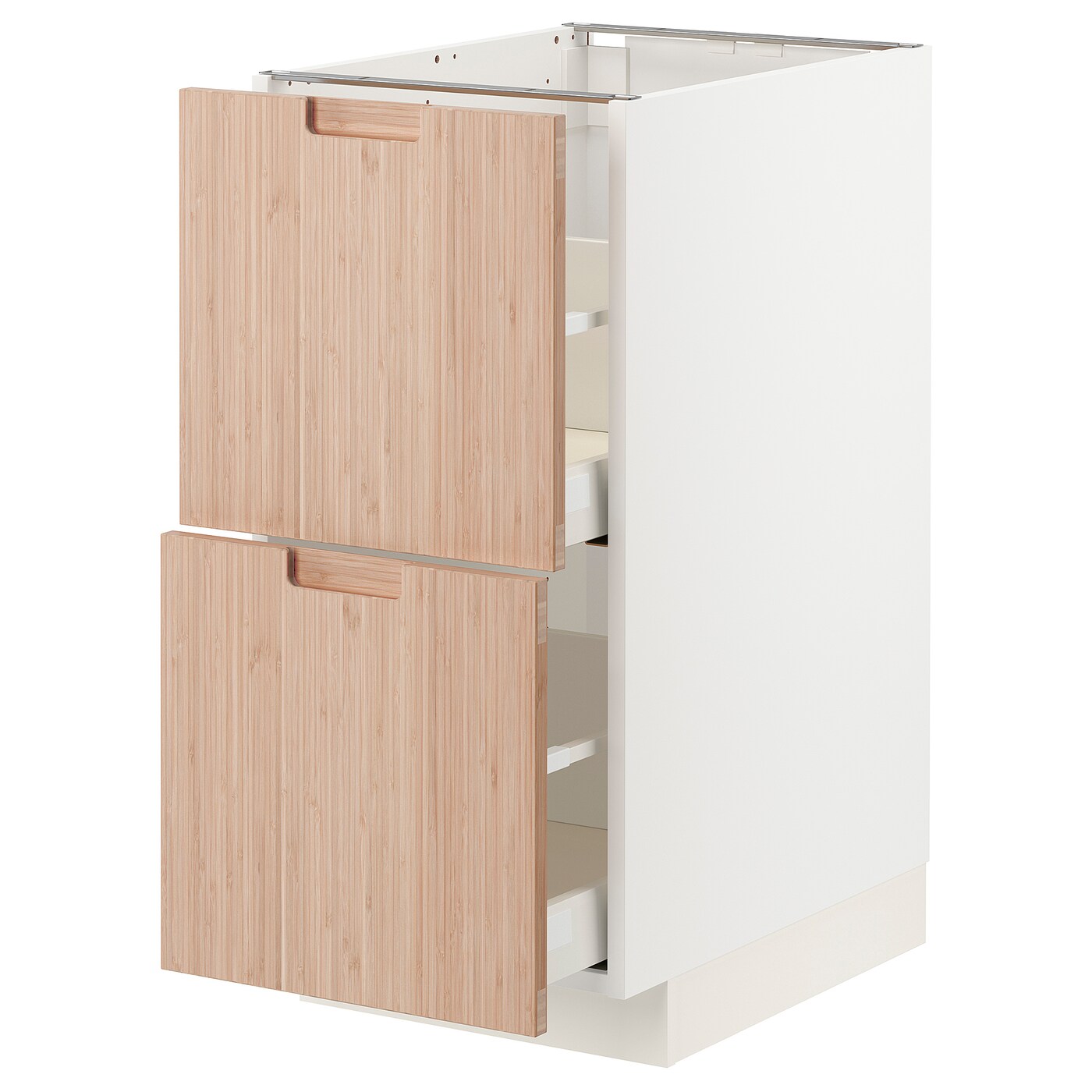 Напольный кухонный шкаф  - IKEA METOD MAXIMERA, 88x62x40см, белый/светлый бамбук, МЕТОД МАКСИМЕРА ИКЕА