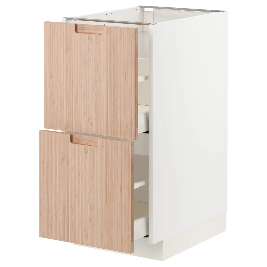 Напольный кухонный шкаф  - IKEA METOD MAXIMERA, 88x62x40см, белый/светлый бамбук, МЕТОД МАКСИМЕРА ИКЕА (изображение №1)