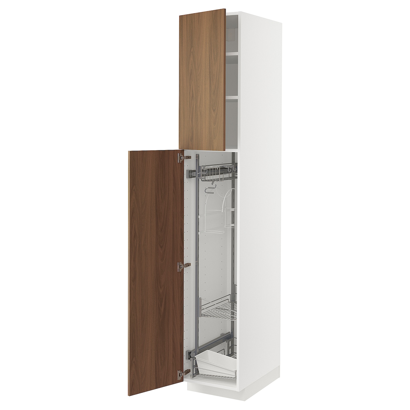Высокий кухонный шкаф/бытовой - IKEA METOD/МЕТОД ИКЕА, 220х60х40 см, белый/коричневый