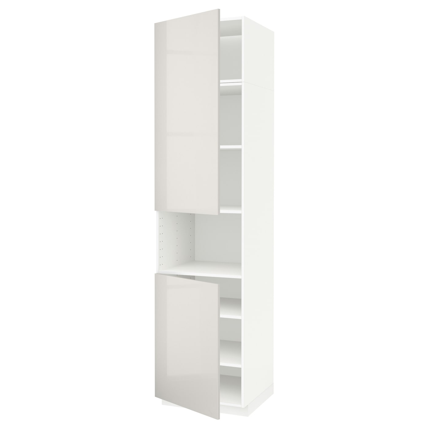 Кухонный шкаф-пенал - IKEA METOD/МЕТОД ИКЕА, 240х60х60 см, белый/светло-серый глянцевый