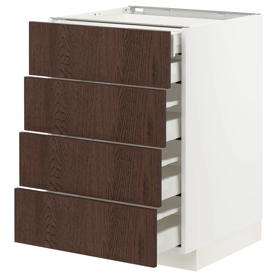 Напольный шкаф  - IKEA METOD MAXIMERA, 88x61,6x60см, белый/темно-коричневый, МЕТОД МАКСИМЕРА ИКЕА (изображение №1)