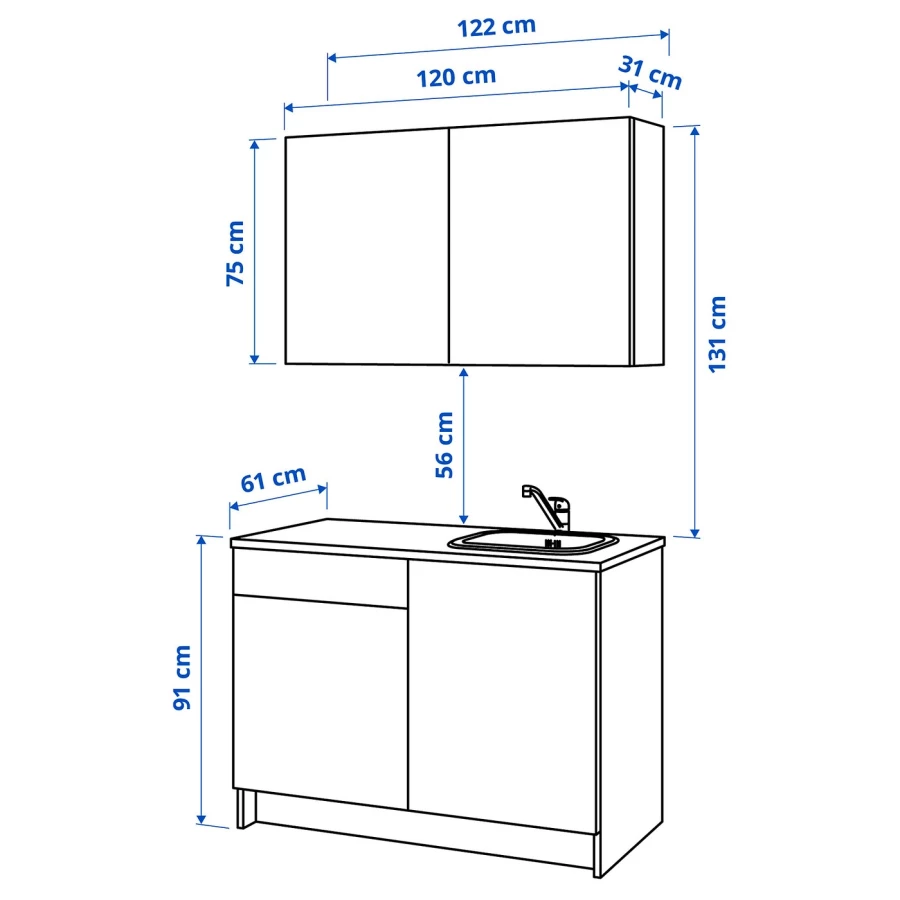 Кухонная комбинация для хранения вещей - KNOXHULT IKEA/ КНОКСХУЛЬТ ИКЕА, 120x61x220 см, серый/белый (изображение №10)