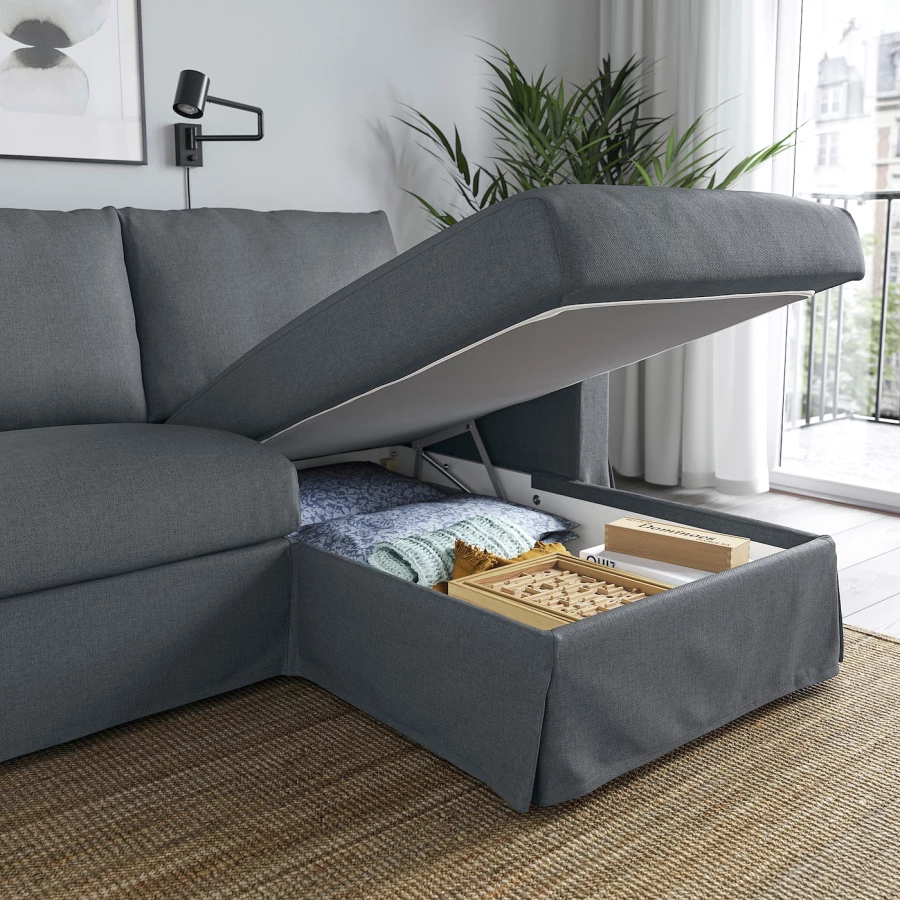 3-местный диван - IKEA HYLTARP, 93x262см, серый, ХИЛТАРП ИКЕА (изображение №3)