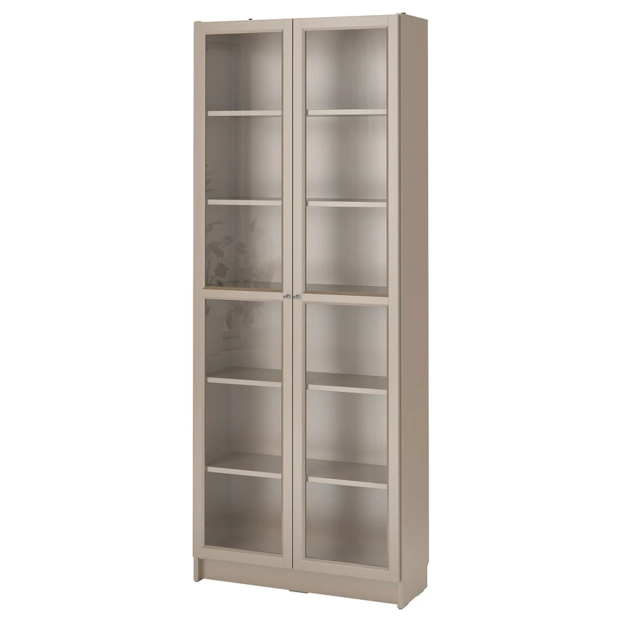 Книжный шкаф со стеклянной дверцей - BILLY IKEA/БИЛЛИ ИКЕА, 30х80х202 см, бежевый (изображение №1)