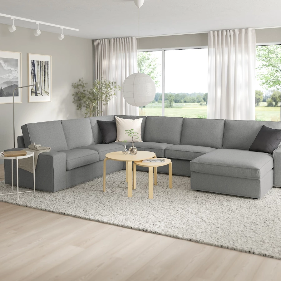 4-местный угловой диван и кушетка - IKEA KIVIK, 83x95x257/347см, серый, КИВИК ИКЕА (изображение №2)