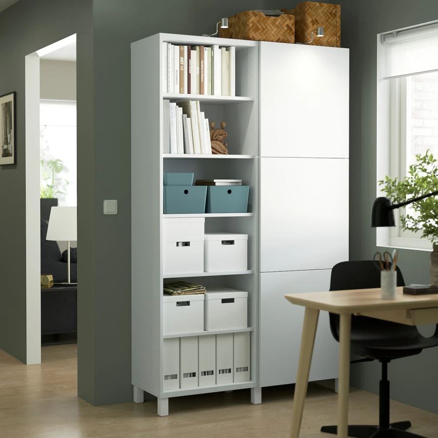 Книжный шкаф с дверцей - IKEA BESTA, 120x42x202 см, белый, БЕСТА ИКЕА (изображение №3)