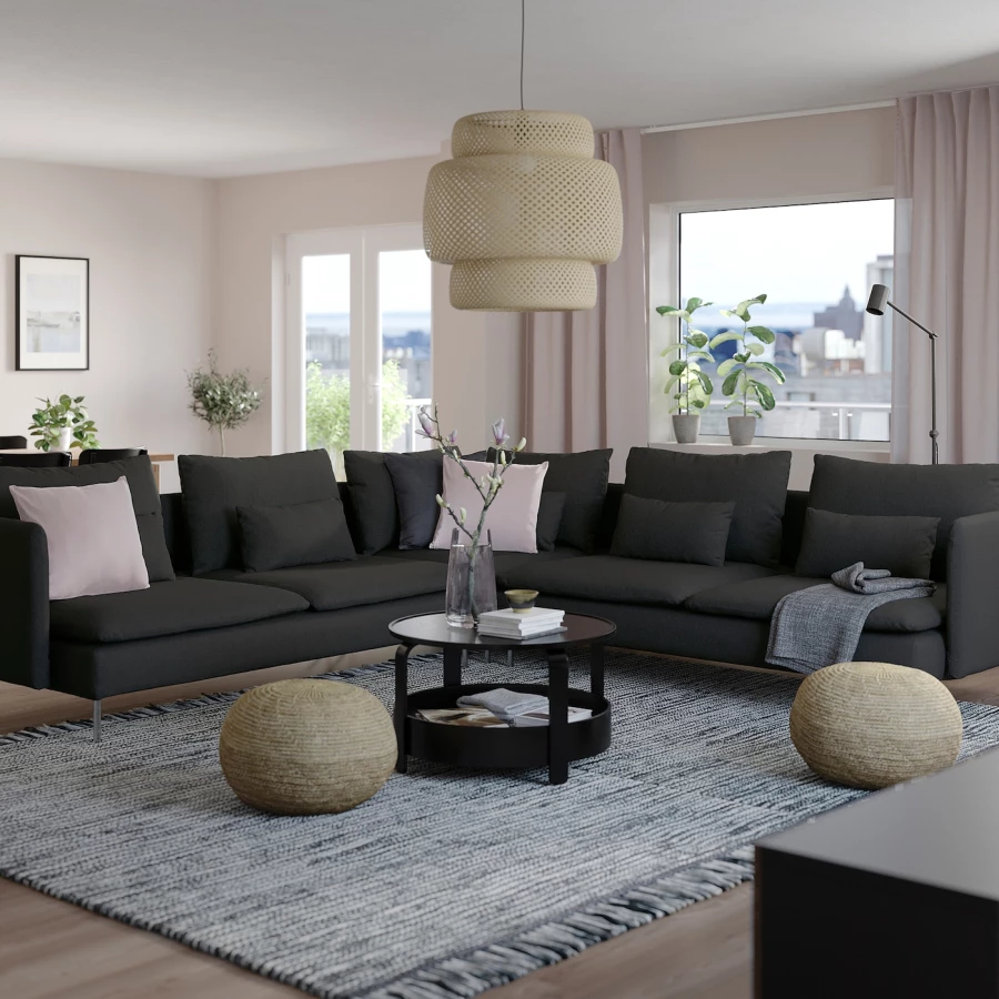 6-местный угловой диван - IKEA SÖDERHAMN/SODERHAMN, 99x291см, черный, СЕДЕРХАМН ИКЕА (изображение №2)