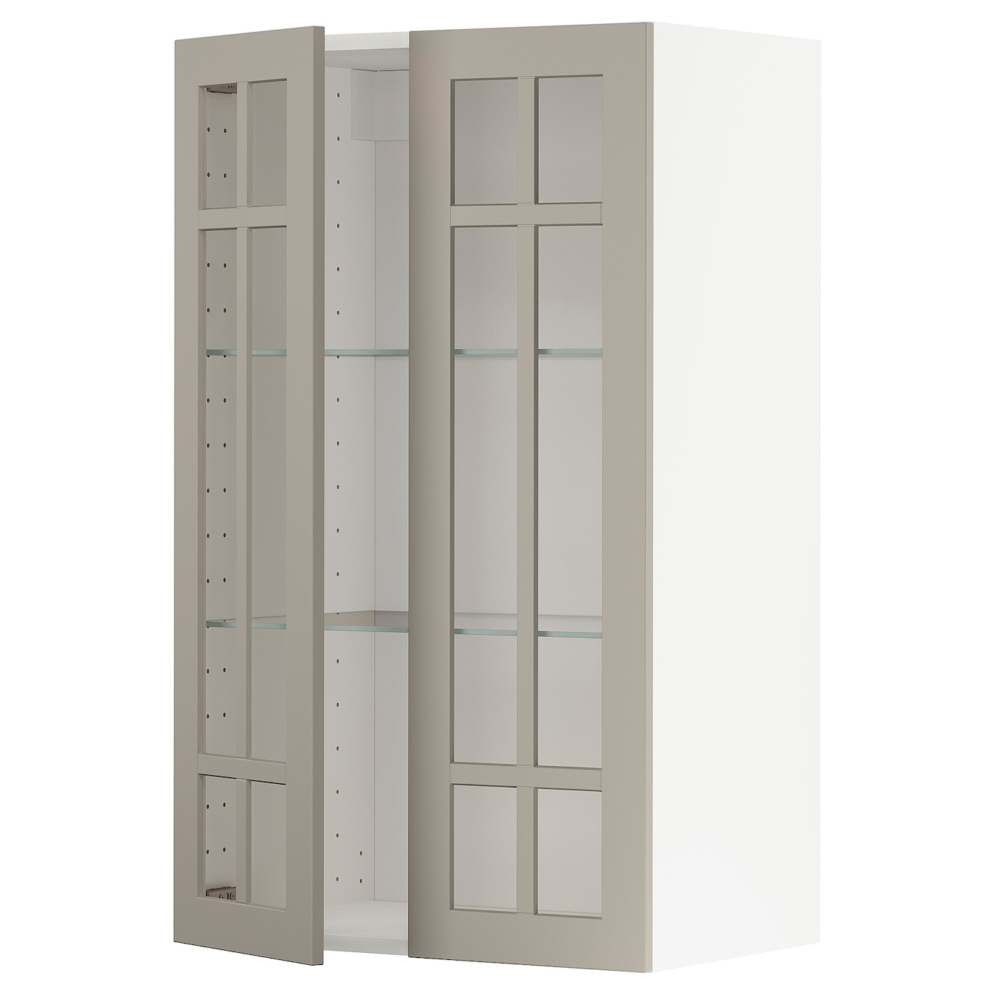 Шкаф и 2 стеклянные двери -  METOD IKEA/ МЕТОД ИКЕА, 100х60 см, белый/бежевый