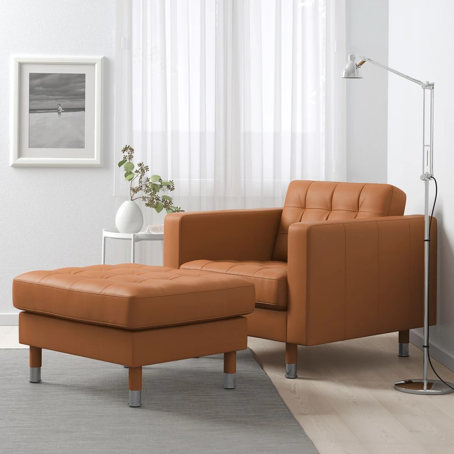 Кресло - IKEA LANDSKRONA, 89х89х78 см, оранжевый, ЛАНДСКРУНА ИКЕА (изображение №2)