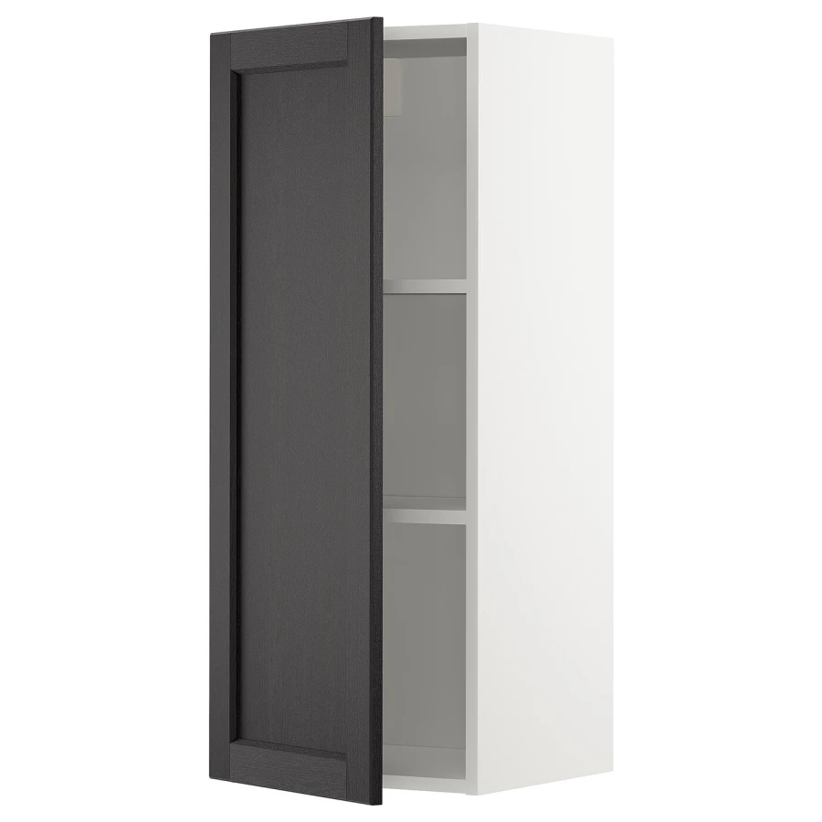 Навесной шкаф с полкой - METOD IKEA/ МЕТОД ИКЕА, 100х40  см, белый/черный (изображение №1)