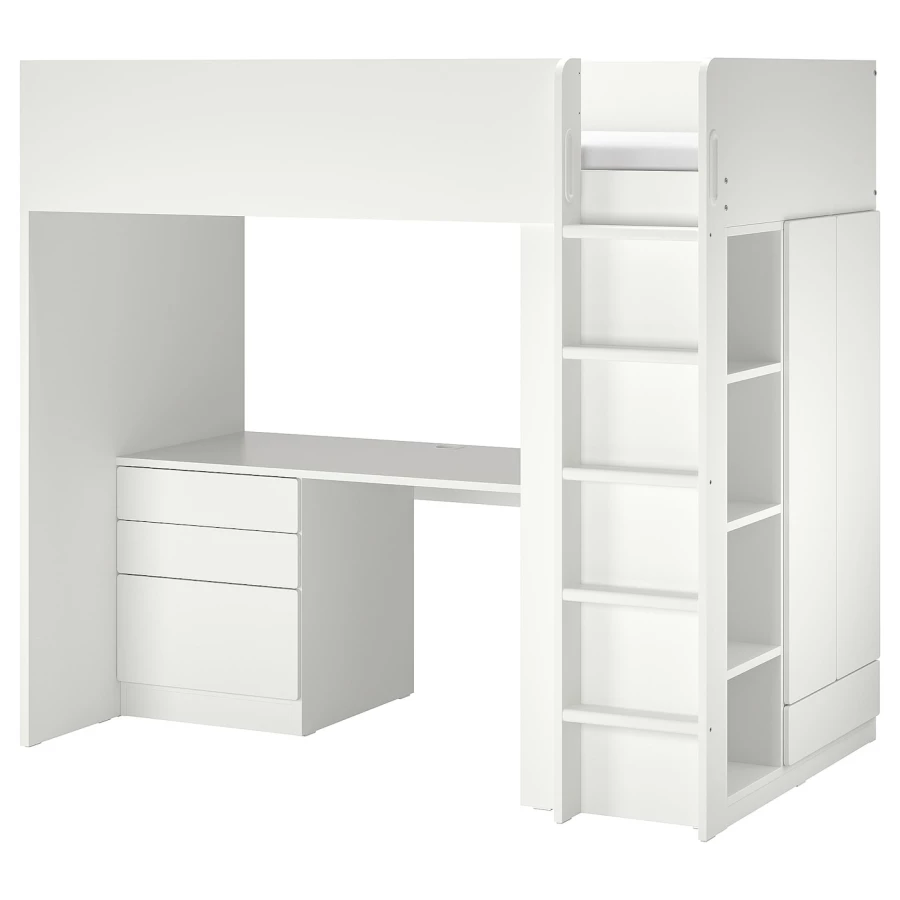 Кровать двухъярусная - IKEA SMÅSTAD/SMASTAD/СМОСТАД ИКЕА, 90x200 см, белый (изображение №1)