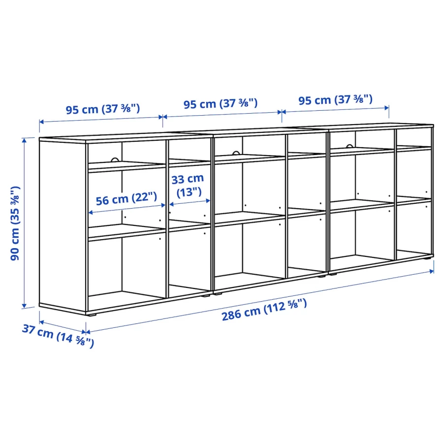 Комбинация для хранения - VIHALS  IKEA/ ВИХАЛС ИКЕА, 286х37х90 см, серый (изображение №3)