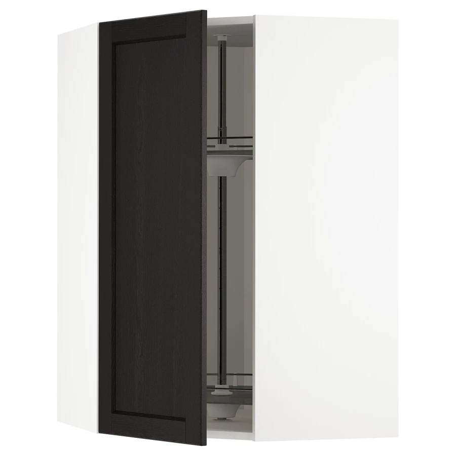 Угловой навесной шкаф с каруселью - METOD  IKEA/  МЕТОД ИКЕА, 100х68 см, белый/черный (изображение №1)