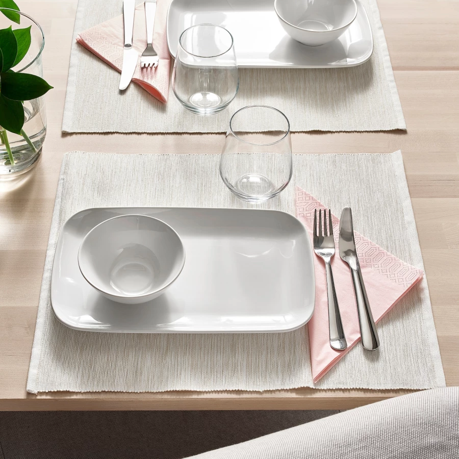 Набор тарелок, 4 шт. - IKEA GODMIDDAG, 30х18 см, белый, ГОДМИДДАГ ИКЕА (изображение №3)