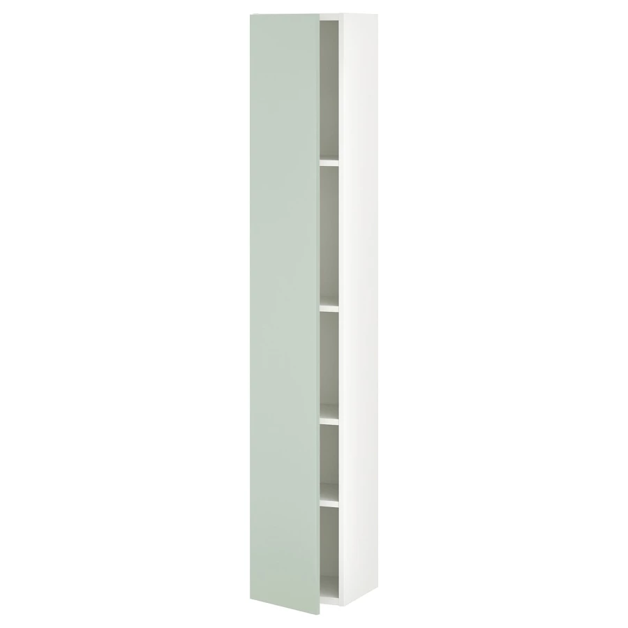 Высокий шкаф - IKEA ENHET/ЭНХЕТ ИКЕА, 180х32х30 см, белый/мятный (изображение №1)