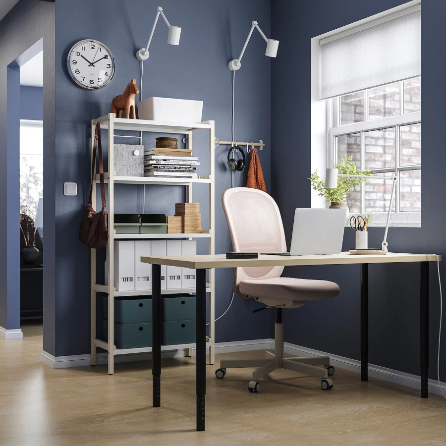 Рабочий стол - IKEA MÅLSKYTT/MALSKYTT/OLOV , 140х60 см, береза/черный, МОЛСКЮТТ/ОЛОВ ИКЕА (изображение №4)
