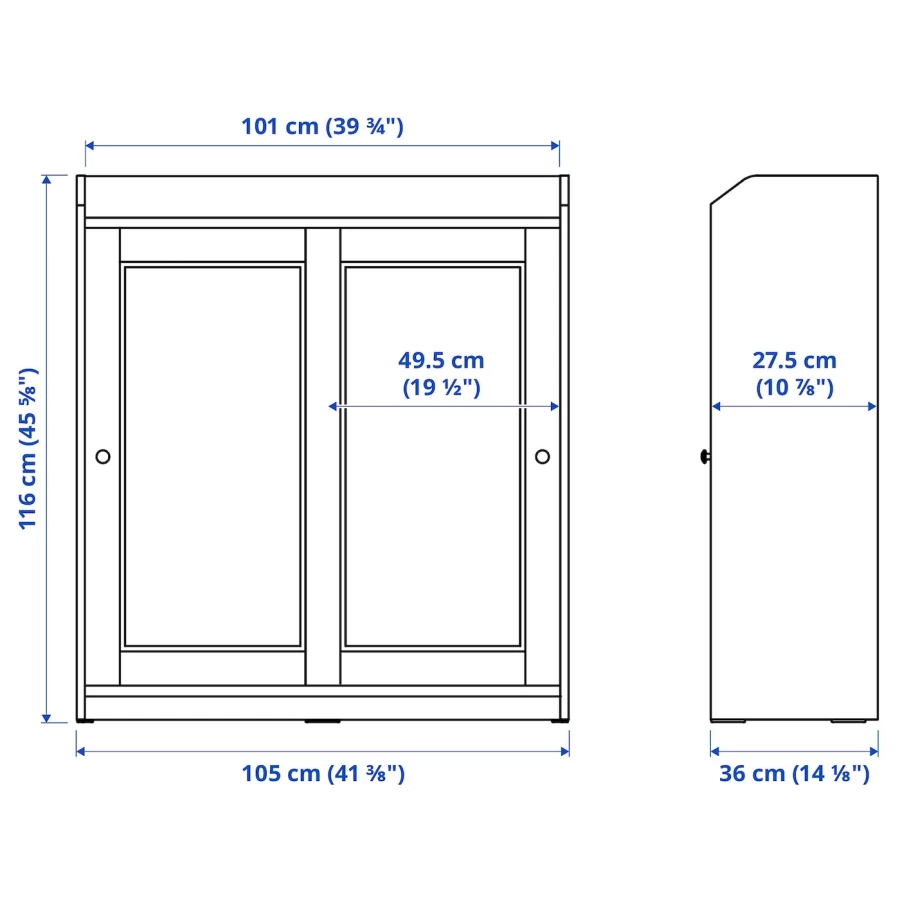 Шкаф - HAUGA IKEA/ ХАУГА ИКЕА, 105x116х36 см, темно-серый (изображение №8)