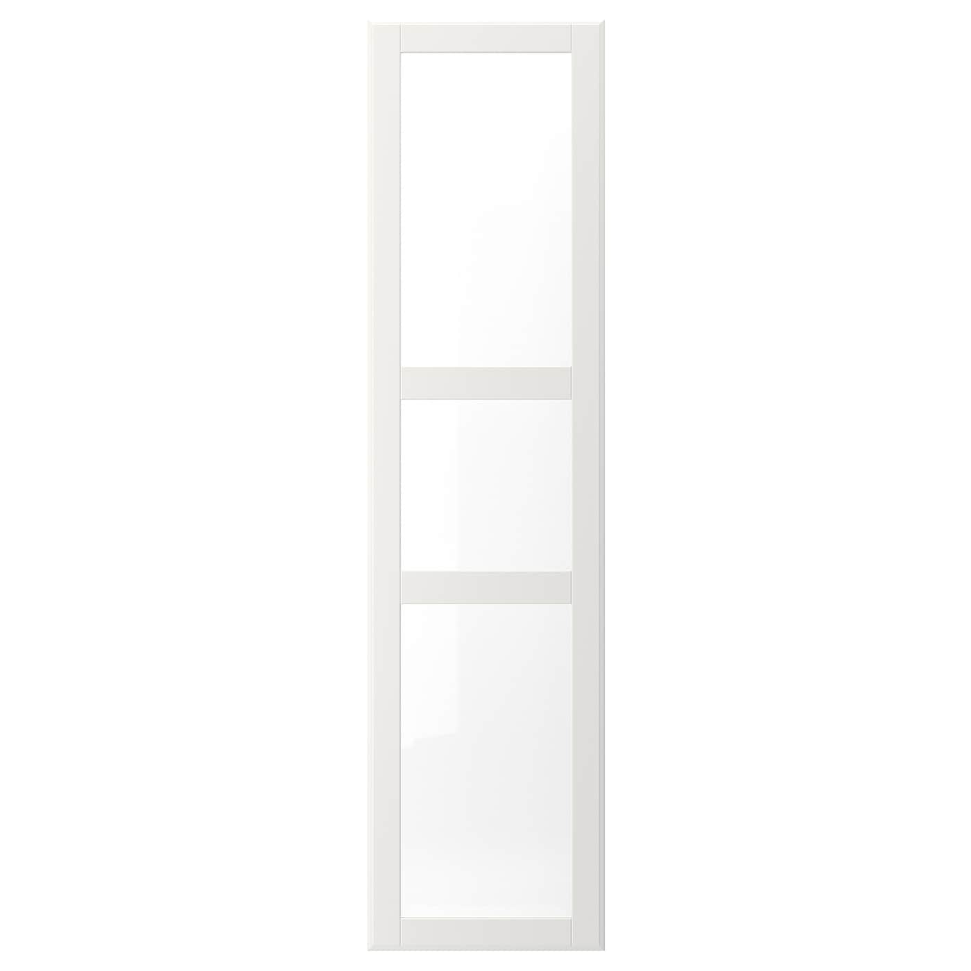 Дверь с петлями - TYSSEDAL  IKEA/  ТИССЕДАЛЬ ИКЕА, 195х50 см,  прозрачный/белый