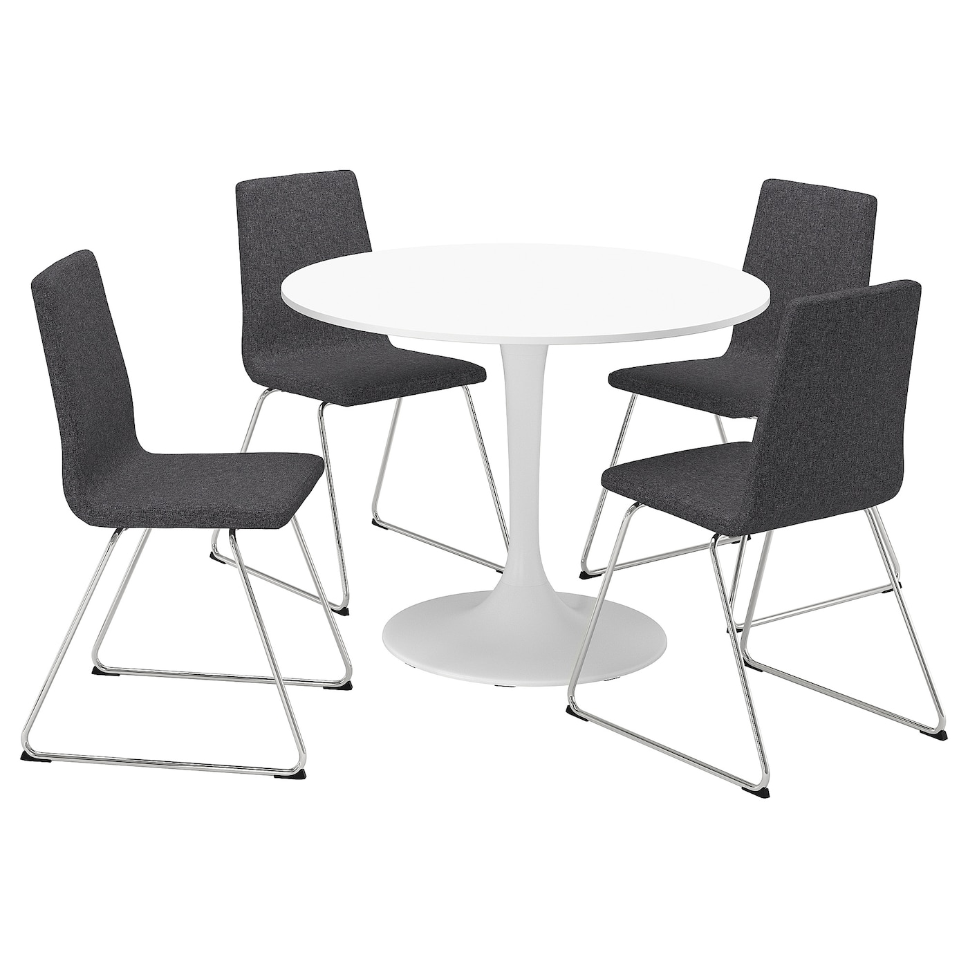 Стол и 4 стула - DOCKSTA / LILLÅNÄS/LILLАNАS IKEA/ ДОКСТА / ЛИЛЛОНЭС ИКЕА, 103х73/87х34  см, серый/белый