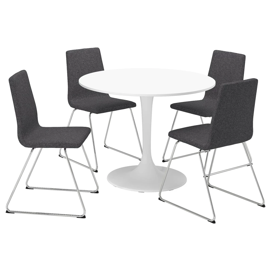 Стол и 4 стула - DOCKSTA / LILLÅNÄS IKEA/ ДОКСТА/ЛИЛЛОНЭС ИКЕА, 103х75  см, белый/серый (изображение №1)