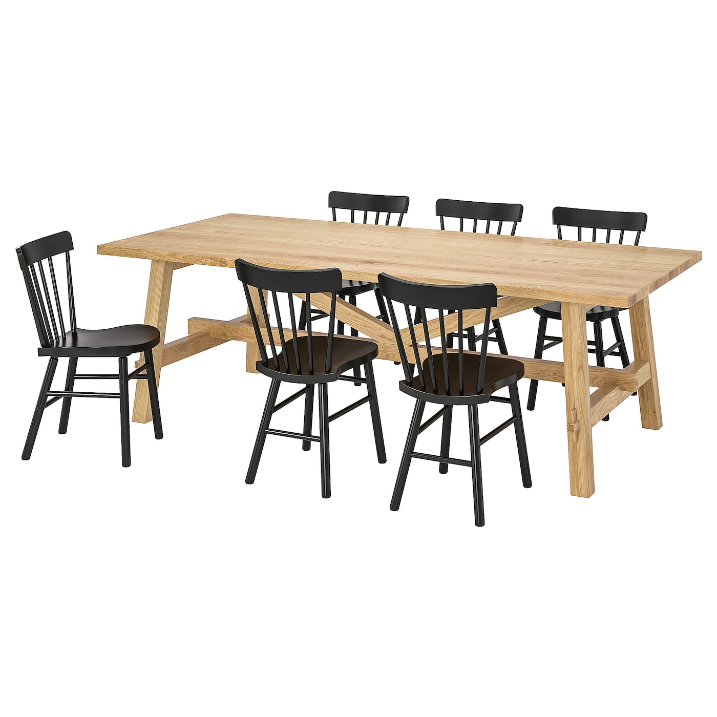 Стол и 6 стульев - MÖCKELBY / NORRARYD IKEA/ МЕКЕЛЬБИ/НОРРАРИД ИКЕА, 235х100х74 см, черный/дерево
