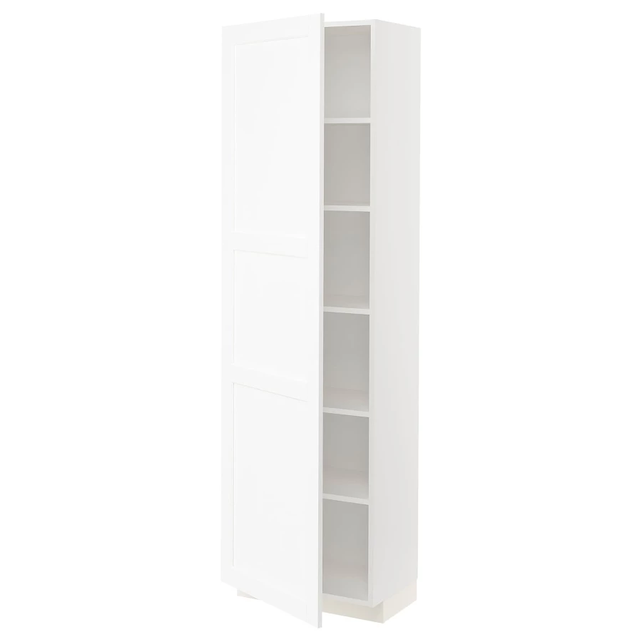 Высокий кухонный шкаф с полками - IKEA METOD/МЕТОД ИКЕА, 200х37х60 см, белый (изображение №1)