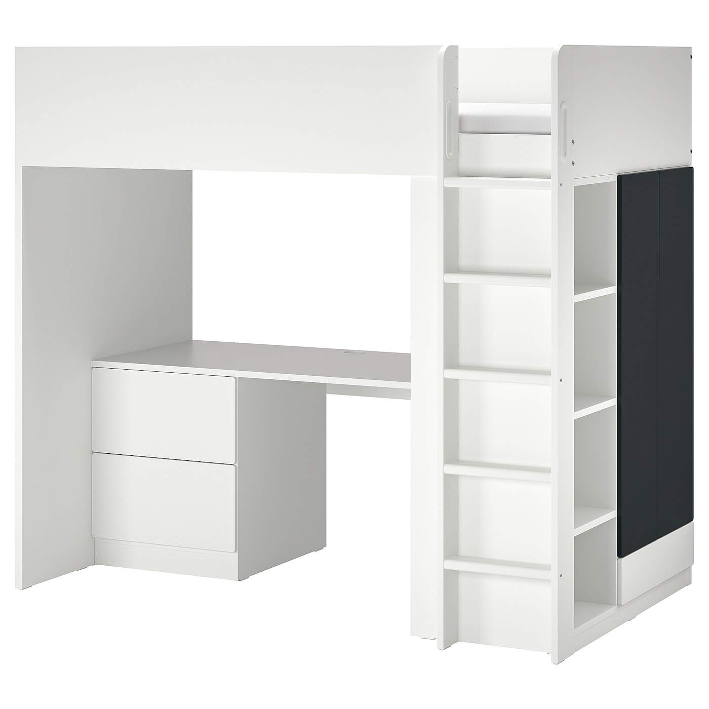 Кровать двухъярусная - IKEA SMÅSTAD/SMASTAD/СМОСТАД ИКЕА, 90x200 см, белый/черный
