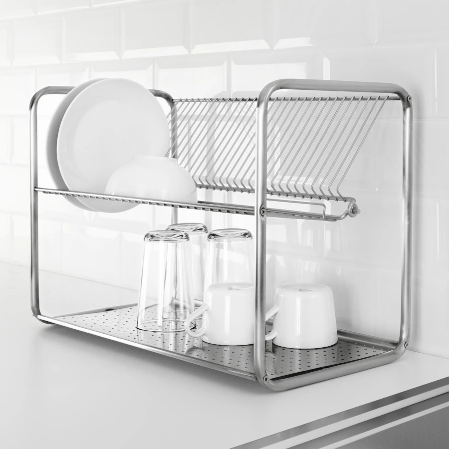 Сушилка для посуды - IKEA ORDNING, 27x50х36 см, нержавеющая сталь, ОРДНИНГ ИКЕА (изображение №2)