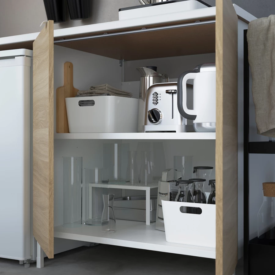 Комбинация для кухонного хранения  - ENHET  IKEA/ ЭНХЕТ ИКЕА, 203х63,5х222 см, белый/бежевый (изображение №11)