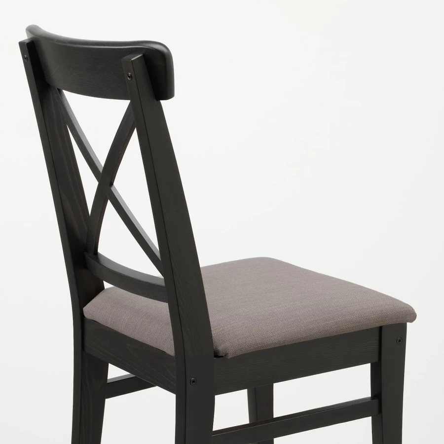 Стул деревянный с мягким сиденьем - IKEA INGOLF/ИНГОЛЬФ ИКЕА, 91х43х53 см, черный (изображение №5)