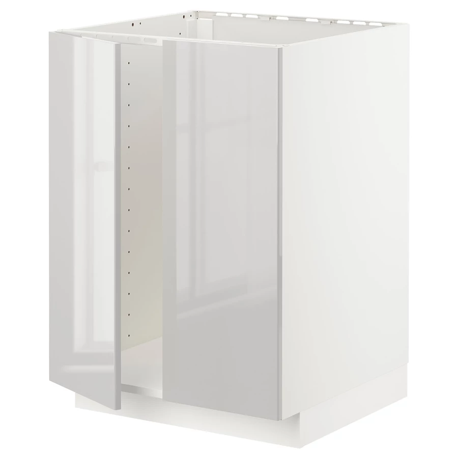Шкаф под раковину/2 дверцы - METOD IKEA/ МЕТОД ИКЕА, 88х60  см,  белый/серый (изображение №1)