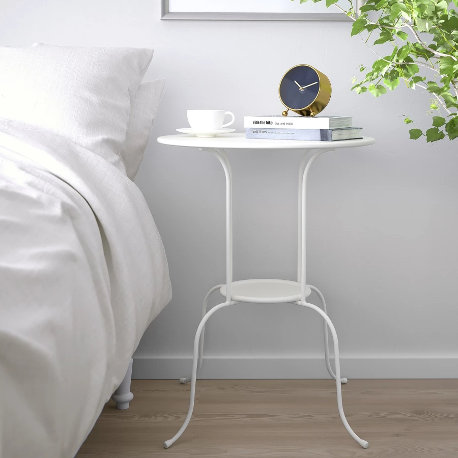 Столик придиванный - IKEA LINDVED/ ЛИНДВЕД ИКЕА, 68х50 см, белый (изображение №4)