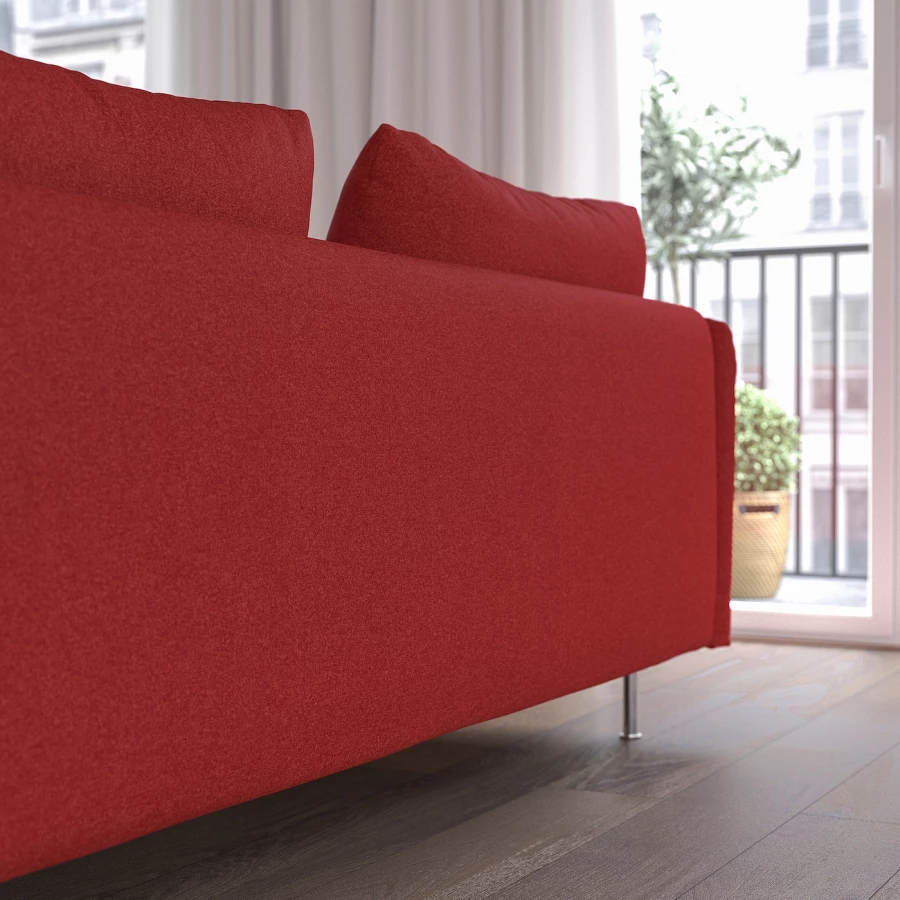 3-местный диван - IKEA SÖDERHAMN/SODERHAMN/СЁДЕРХАМН ИКЕА, 83х69х198 см, красный (изображение №3)