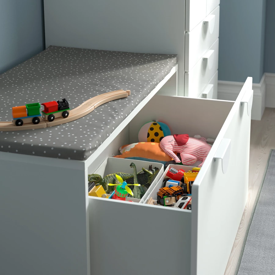 Шкаф детский - IKEA SMÅSTAD/SMASTAD, 90x50x48 см, белый, СМОСТАД ИКЕА (изображение №9)