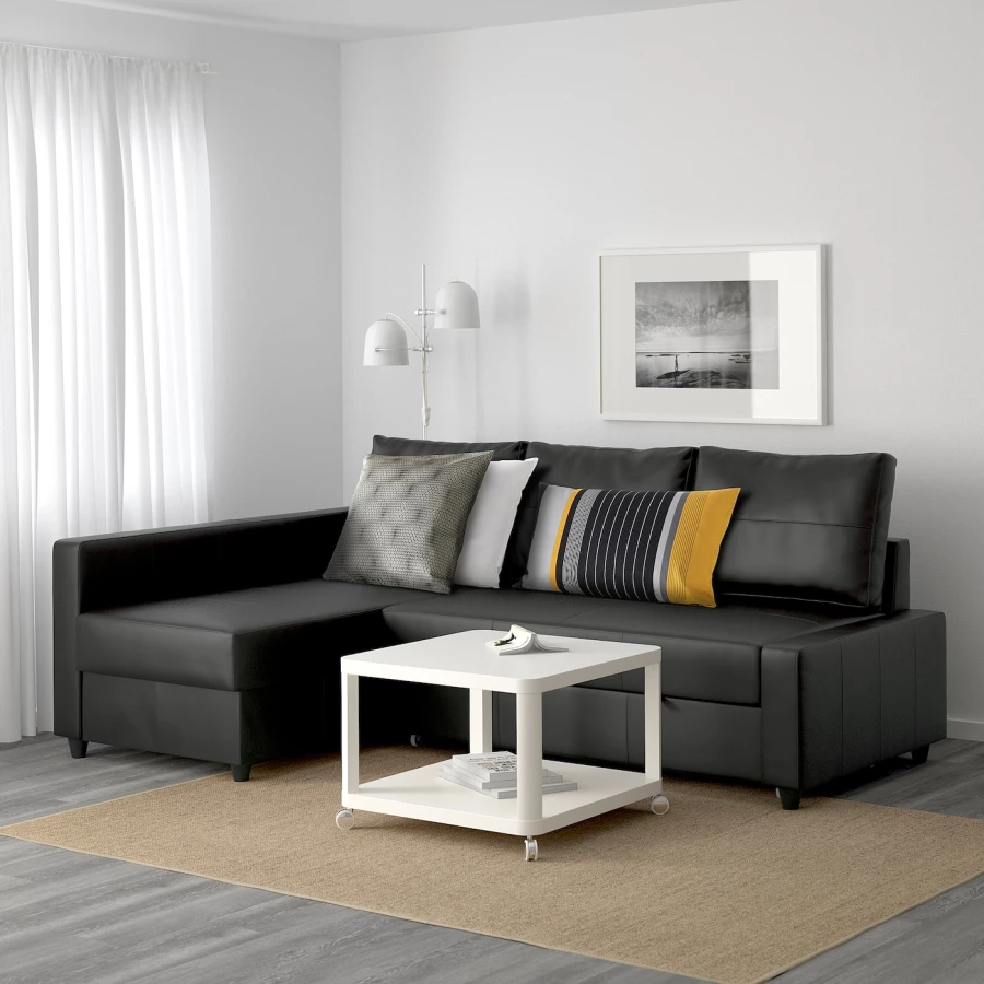 Угловой диван с функцией сна - IKEA FRIHETEN/ФРИХЕТЕН ИКЕА, 86х151х230 см, черный (изображение №3)