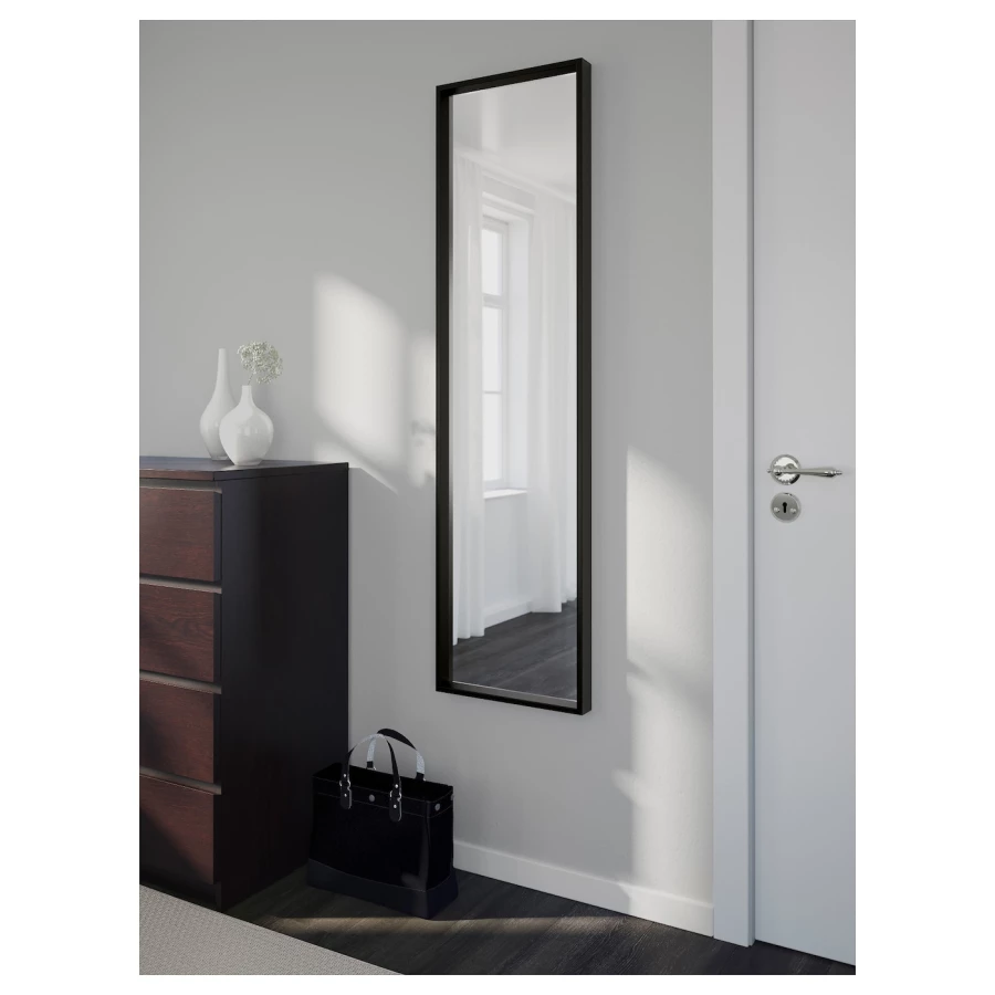 Зеркало - NISSEDAL IKEA/ НИССЕДАЛЬ ИКЕА, 40х150 см,  черный (изображение №3)