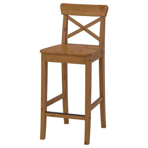 Барный стул - IKEA INGOLF/ИКЕА ИНГОЛЬФ, 39х45х93см, морилка/антик (изображение №1)