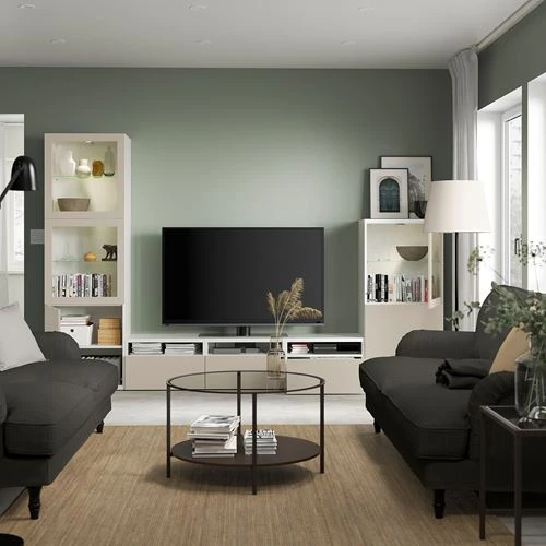 Тумба для телевизора - IKEA BESTÅ/BESTA, 300x42x193 см, серый, Бесто (изображение №2)