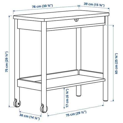 Тележка - IKEA RÖNNINGE, береза, 78х39х75 см, РЁННИНГЕ ИКЕА (изображение №8)