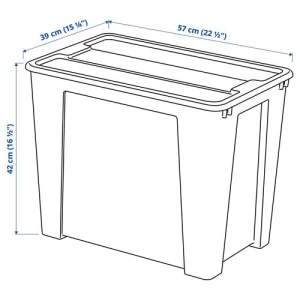 Контейнер с крышкой - IKEA SAMLA, 57x39x42 см, прозрачный,  САМЛА ИКЕА