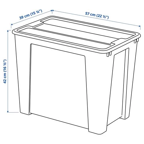 Контейнер с крышкой - IKEA SAMLA, 57x39x42 см, прозрачный,  САМЛА ИКЕА (изображение №3)