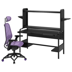 Игровой стол и стул - IKEA FREDDE/STYRSPEL, 153х84х5 см, черный/фиолетовый, ИКЕА ФРЕДДЕ/СТУРСПЕЛ